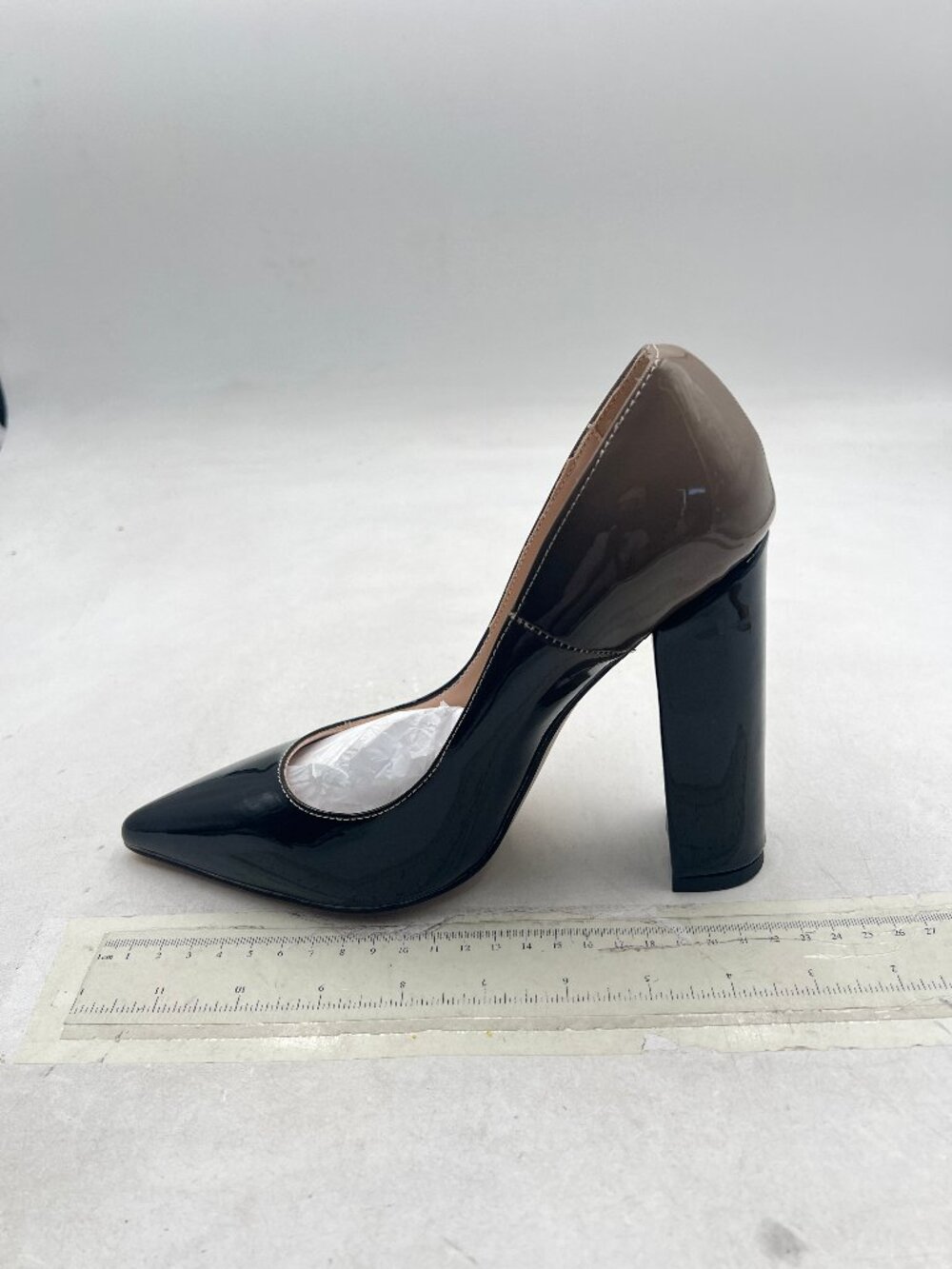 FSJ Black/Brown Pointed Toe Pumps Chunky High Heels Dress Slip On Party Shoes